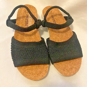 Arcopedico Womens 8.5 Arenal Black Slingback Knit Cork Comfort Sandals